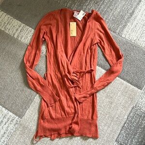 Burnt orange wrap sweater